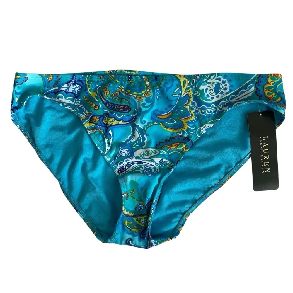 Ralph Lauren Paisley Print Turquoise Bikini Bottom Size 12